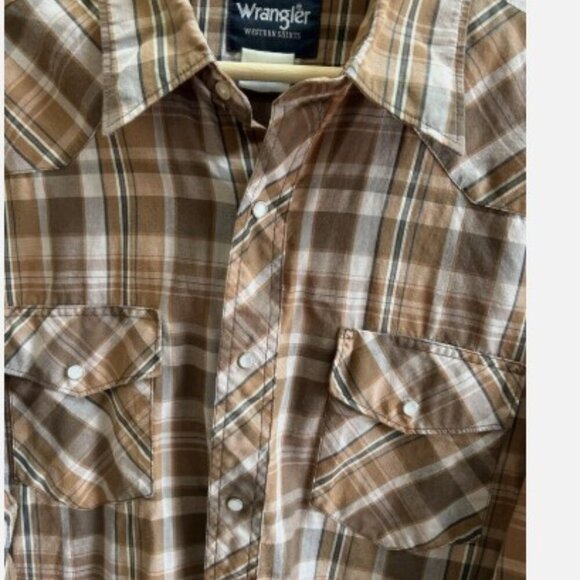 Wrangler Vintage Mens Western Plaid Pearl Snap Long Sleeve Button Down Size L/XL - Picture 6 of 11